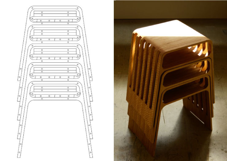 Drawing of the perfectly stacking stool