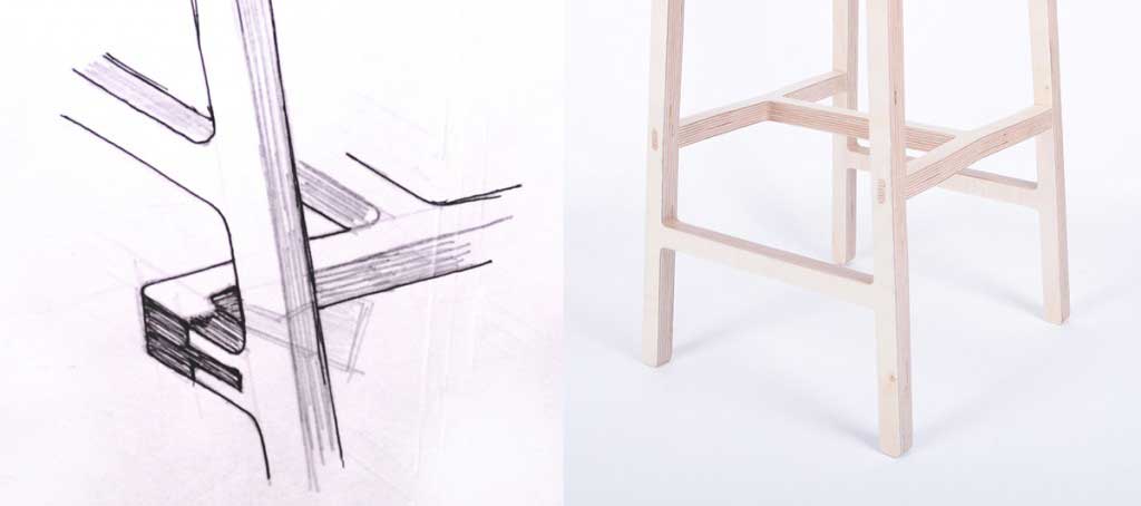 Bracket stool bar stool sketch 1