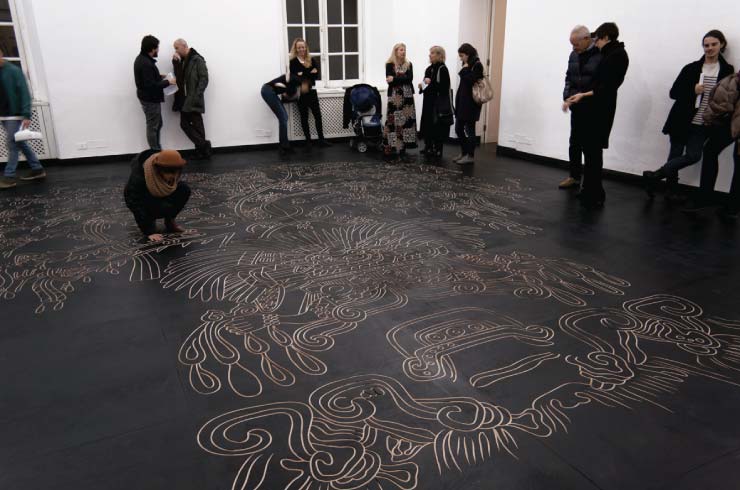 People at the exhibition of the cosmic tree of Tamoachan